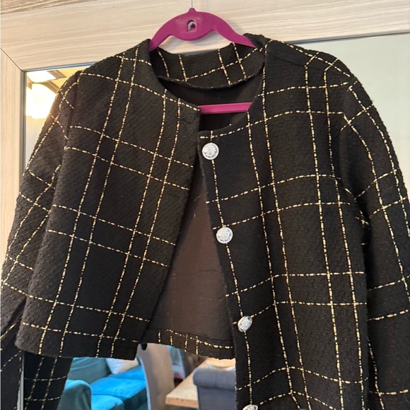 aster june Jackets & Blazers - Chic Black and Gold Women's Jacket